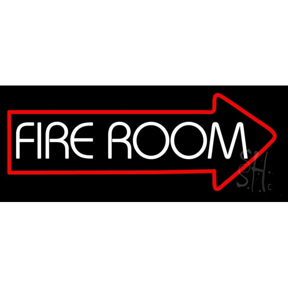 Fire Room LED Neon Sign 13 x 32 - inches, Clear Edge Cut Acrylic Backing, with Dimmer - Bright and Premium built indoor LED Neon Sign for Bar decor.