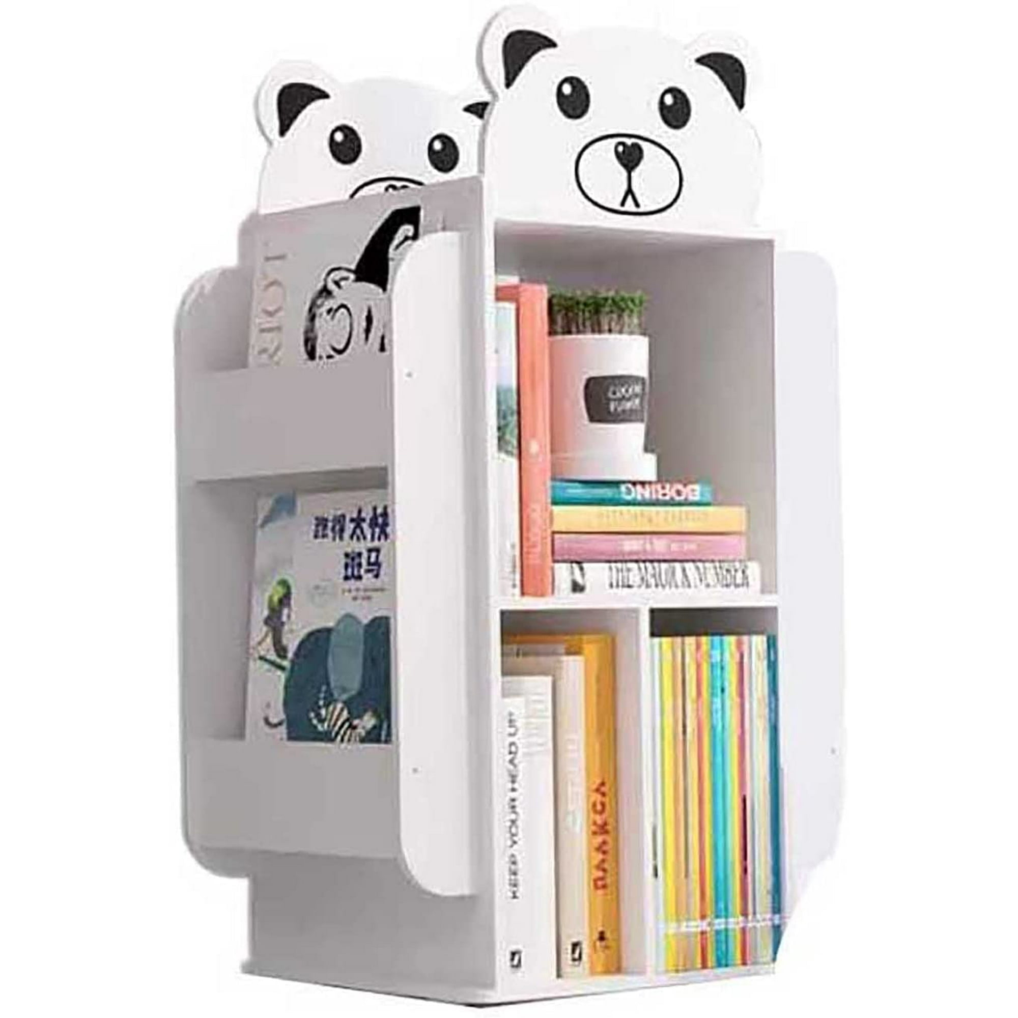 Bookshelf Cartoon Kids Book Rack Floor, Children’s Rotating Bookcase