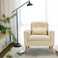 thumbnail image 3 of Costway  Accent Chair Upholstered Linen Armchair Sofa Chair w/Waist Pillow Beige, 3 of 12