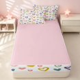 thumbnail image 4 of Erosebridal Kawaii Hearts Print Zipper Twin Comforter Sets with Fitted Sheet and 2 Pillowcases, Love Theme Zipper Bedding Set, Pink Reversible, 4 of 7