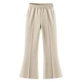 thumbnail image 6 of HILEELANG Girls Flare Pants with Pockets, Stretch Pull-On School Pants, Light Khaki, 6 of 12