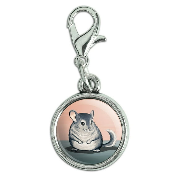Cute Chinchilla Antiqued Bracelet Pendant Zipper Pull Charm with Lobster Clasp