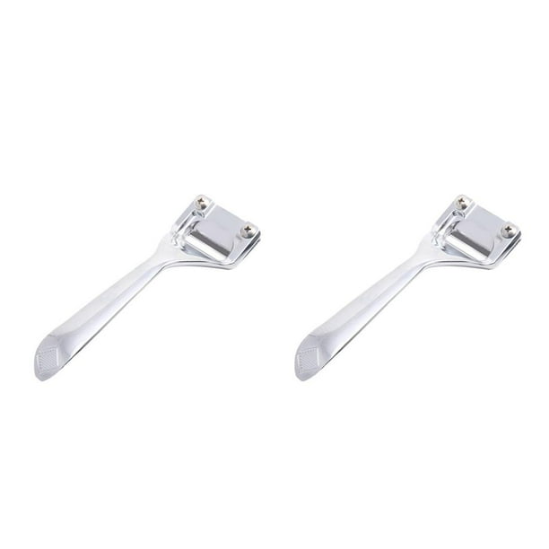 Injueey Skiver de cuero hecho a mano antioxidante Skiving Shove conveniente suministros de recorte extraíbles herramientas profesionales de plata 2piezas