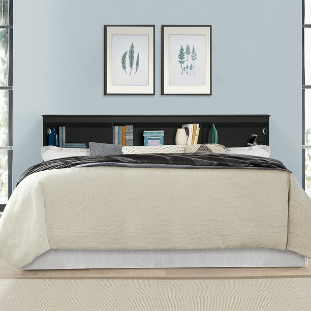 Woven Paths Carriage Hill Low Profile, King Size Platform Bed With Storage And Bookcase Headboard