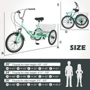 Lilypelle 24 Adult Tricycle Folding Tricycle 3 Wheel Bikes 7 Speed Trikes with Shopping Basket for Seniors Adult,Cyan