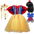 thumbnail image 3 of Vestido de princesa Blancanieves para niñas, disfraz con capa, conjunto de ropa para fiesta de Halloween de verano, ropa para niños, vestidos para niñas, 3 of 5