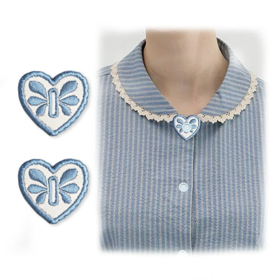 Embroidered Heart Button Cover for Women 2Pcs