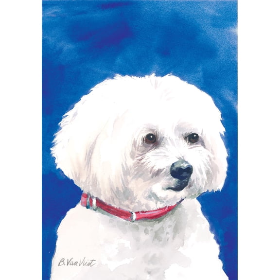 Maltese - Barbara Van Vliet Portrait Large Flag