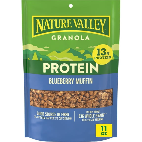 Nature Valley Protein Granola, Blueberry Muffin Flavor, Resealable Snack Pouch, 11 oz