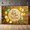 thumbnail image 6 of Round Happy 65th Birthday Banner with Balloons and Confetti Background Party Supplies Photography Props Birthday Decoration Backdrop Decor, 6 of 7