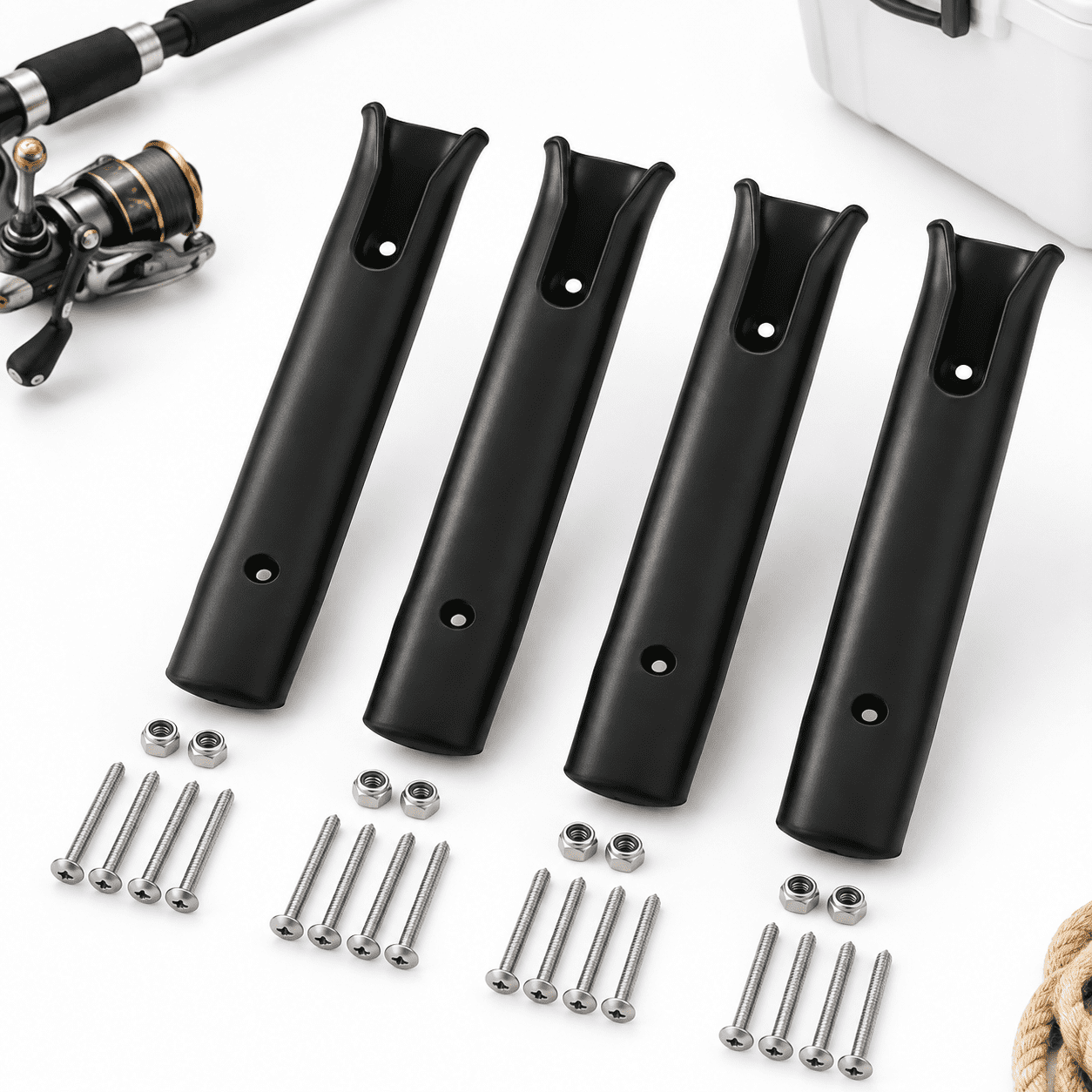Fishing Rod Holder Bracket Wall Mounted Boat Side Mount Tool Tube Links With Screws 2/3/4/6 Pole (white/black)