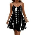 thumbnail image 2 of Womens Summer Dress Spaghetti Strap Casual Printed Dress Boho Floral Beach Sundress Black XL, 2 of 9