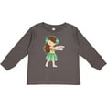 thumbnail image 3 of Inktastic Brown Haired Hula Girl Girls Long Sleeve Toddler T-Shirt, 3 of 5