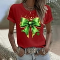 thumbnail image 1 of Elvqul T-Shirts à Manches Courtes pour Femmes Col Rond T-Shirts Décontractés Grande Taille Imprimé Vert Hauts de la Saint-Patrick pour Dames Vacances, 1 of 5