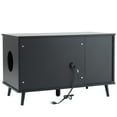 thumbnail image 5 of Litter Box Enclosure, Cat Litter Box Furniture with Hidden Plug, 3 Doors,Indoor Cat Washroom Storage Bench Side Table Cat House, Large Wooden Enclused Litter Box House, Black and Walnut, 5 of 13
