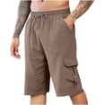 thumbnail image 1 of pstuiky Pantalones cortos para hombre, Pantalones cortos de verano para hombre, cómodos, con bolsillos y cintura elástica Pantalones cortos cargo, 1 of 6