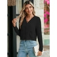 thumbnail image 4 of Chiclily Women Lightweight Cardigan Long Sleeve V Neck Casual Knit Cardigan Sweaters, US Size XL in Black, 4 of 6