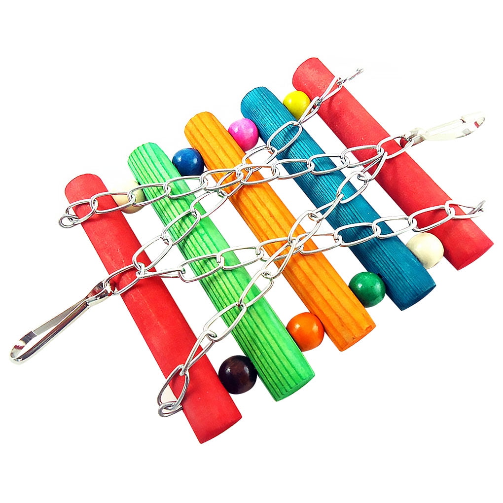 Bird Swing Perch Birdcage Swing Toy with Beads Bird Chew Claw Grinding