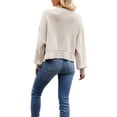 thumbnail image 3 of Lucakuins Suéter de punto para mujer, manga larga, cuello redondo, sólido, suelto, suéter cálido para otoño invierno Lucakuins  moda, 3 of 5
