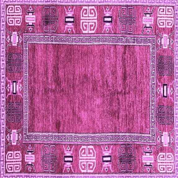 Ahgly Company Indoor Square Oriental Purple Modern Area Rugs, 6' Square