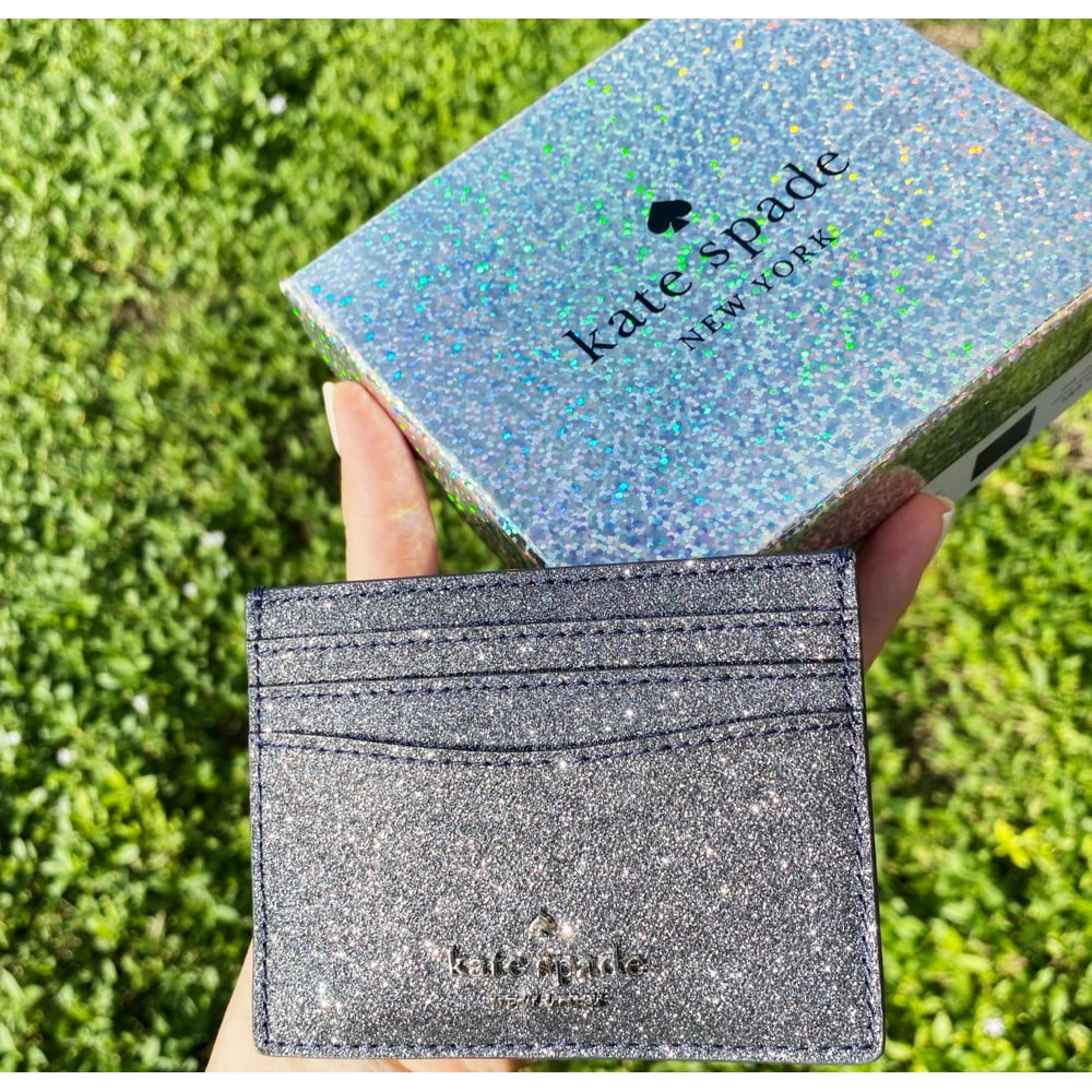 Kate Spade Lola Joeley Glitter Card Holder Wallet Dusk Navy Gift Box 