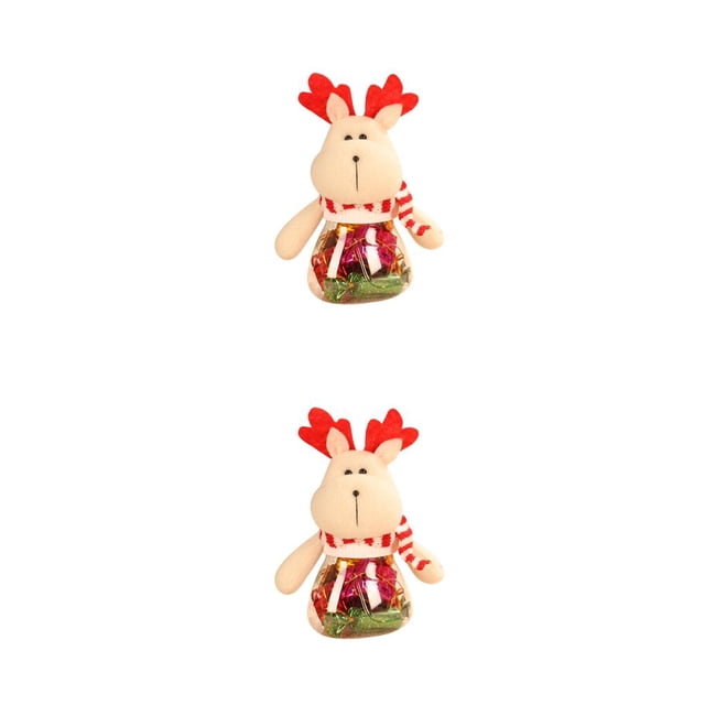 Yuarrent Plush Kids Christmas Candy Jar Portable Box Sweet Office Xmas Sugar Bottle Themed Gift Cute Replacement Container Alce 2piezas Yuarrent CBP101980