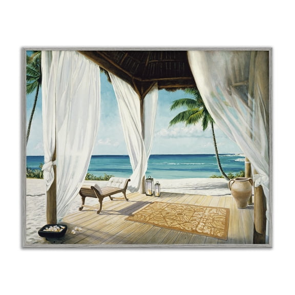 Stupell Industries Coastal Beach Resort Sea Landscape Gray Framed Giclee Art, 14 x 11, by Jacob Reed