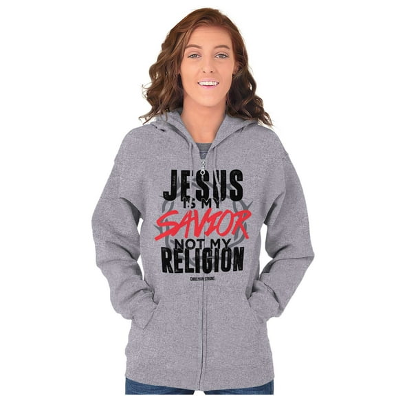 Jesus is my Savior Not Religion Crown Zip Up Hoodie Men's Women's Brisco Brands S