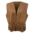 thumbnail image 7 of Women's Tassel Fringe Vest Sleeveless 70s Hippie Trim Western Cowgirl Jacket Open Front Country Concert Cardigan, 7 of 7