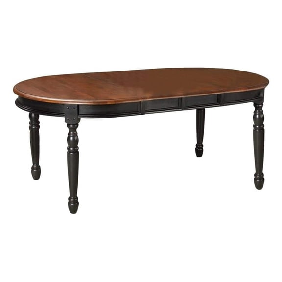 Bowery Hill 76" Solid Wood Extendable Oval Dining Table in Black