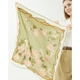 thumbnail image 3 of CHUNTIAN 100% Pure Mulberry Silk Square Scarf 27"x27" Women Neckerchief Headscarf Gift Packed, 3 of 6