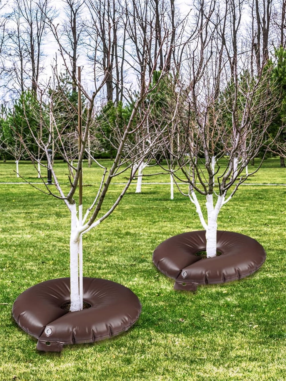 NOGIS Tree Watering Bags-10 Gallon Slow Release Tree Rings, Thicken Automatic Drip Tree Watering Irrigation System for Planted Small New Trees and Shrubs (Brown, 2 Pack)