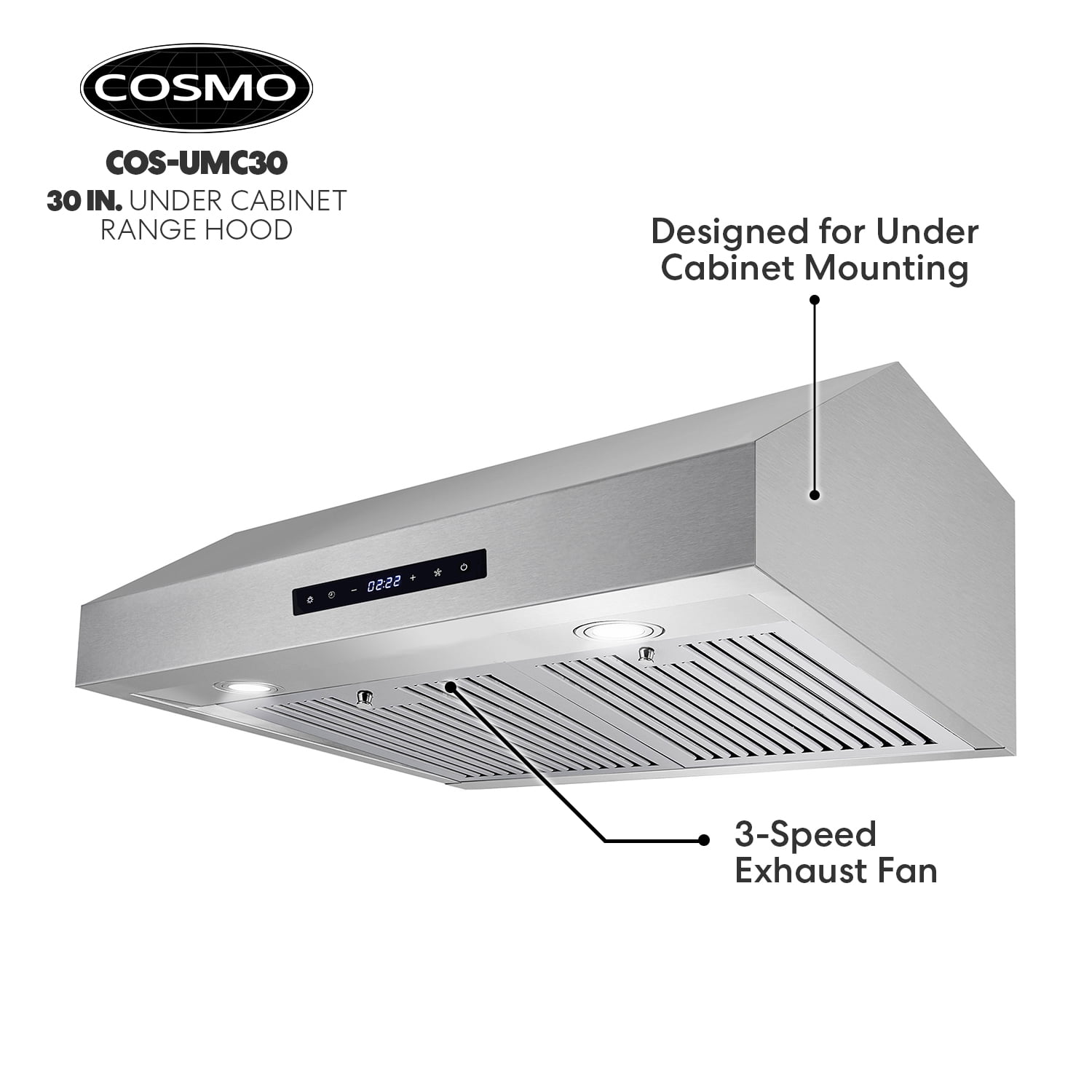 Cosmo 5MU30, 30, Under-Cabinet Range Hood, 200-CFM