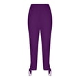 thumbnail image 6 of MLQIDK Purple Yoga Capri Pants for Women Trendy Summer Yoga Leggings Knee Length High Waisted Lightweight Leggings Dressy Casual Yoga Capris with Pockets Purple M, 6 of 6