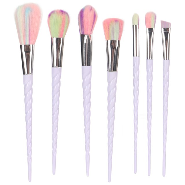 Brochas de maquillaje, cerdas suaves y coloridas, mango ergonómico, juego de brochas cosméticas para polvo suelto, sombra de ojos, rubor, 7 Uds.