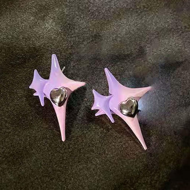 Pendientes grandes de estrella y corazón perfecl de aleación para fiesta graduación