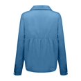 thumbnail image 5 of Womens Linen Button Down Shirts Loose Fit Long Sleeve Collared Blouse Casual V Neck Tops Outfits Dark Blue 2XL, 5 of 5