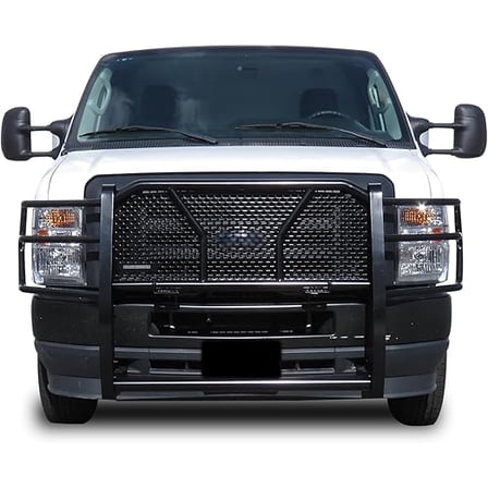 Black Horse Rugged Heavy Duty Grille Guard Modular Black Compatible with 2015-2025 Ford E-350/2015-2025 Ford E-450 -RU-FO350-B