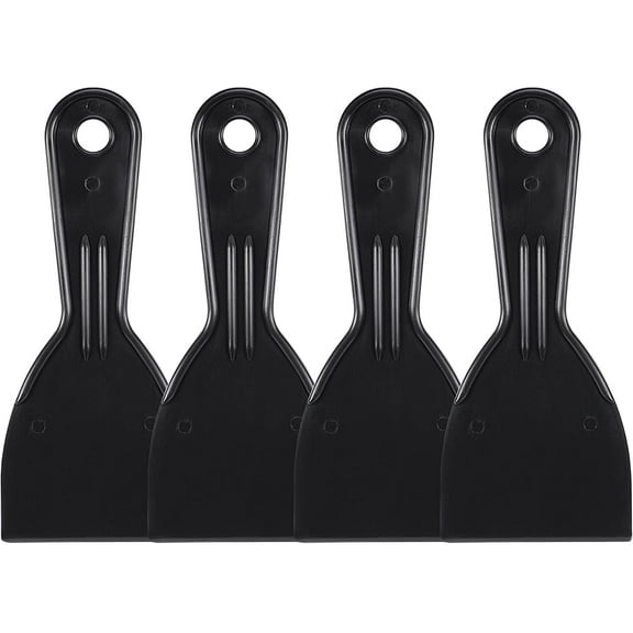 Putty Scraper 3" ABS Plastic Spatula Drywall Patch Repair Spreader Wall Covering Smoother Black 4Pcs