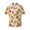 thumbnail image 4 of Uemuo Hamburger Pizza Coke Pattern Cotton Linen Short Sleeve Shirts,Casual Lightweight Button Down Shirts,Vacation Beach Summer Tops-, 4 of 7