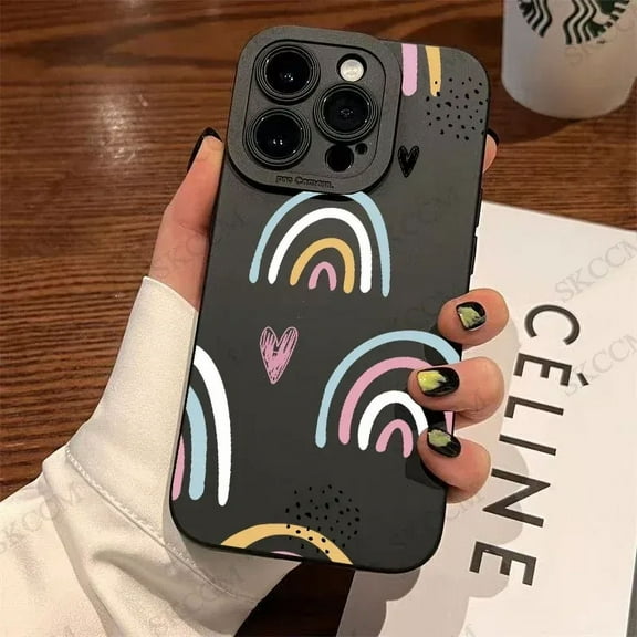 Black love heart phone case for iPhone 15 14 11 pro Max 12 13 mini Xs XR x 8 7 plus shockproof soft silicone bumper cover