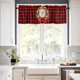 thumbnail image 3 of Christmas Wreath Kitchen Curtains and Valances Set, Pig Bow Animal Red Check Winter Farm Rod Pocket Window Valance 18 Inch Window Curtain Panels for Living Room Bedroom Laundry, 27.5x36in, 3 Pieces, 3 of 7
