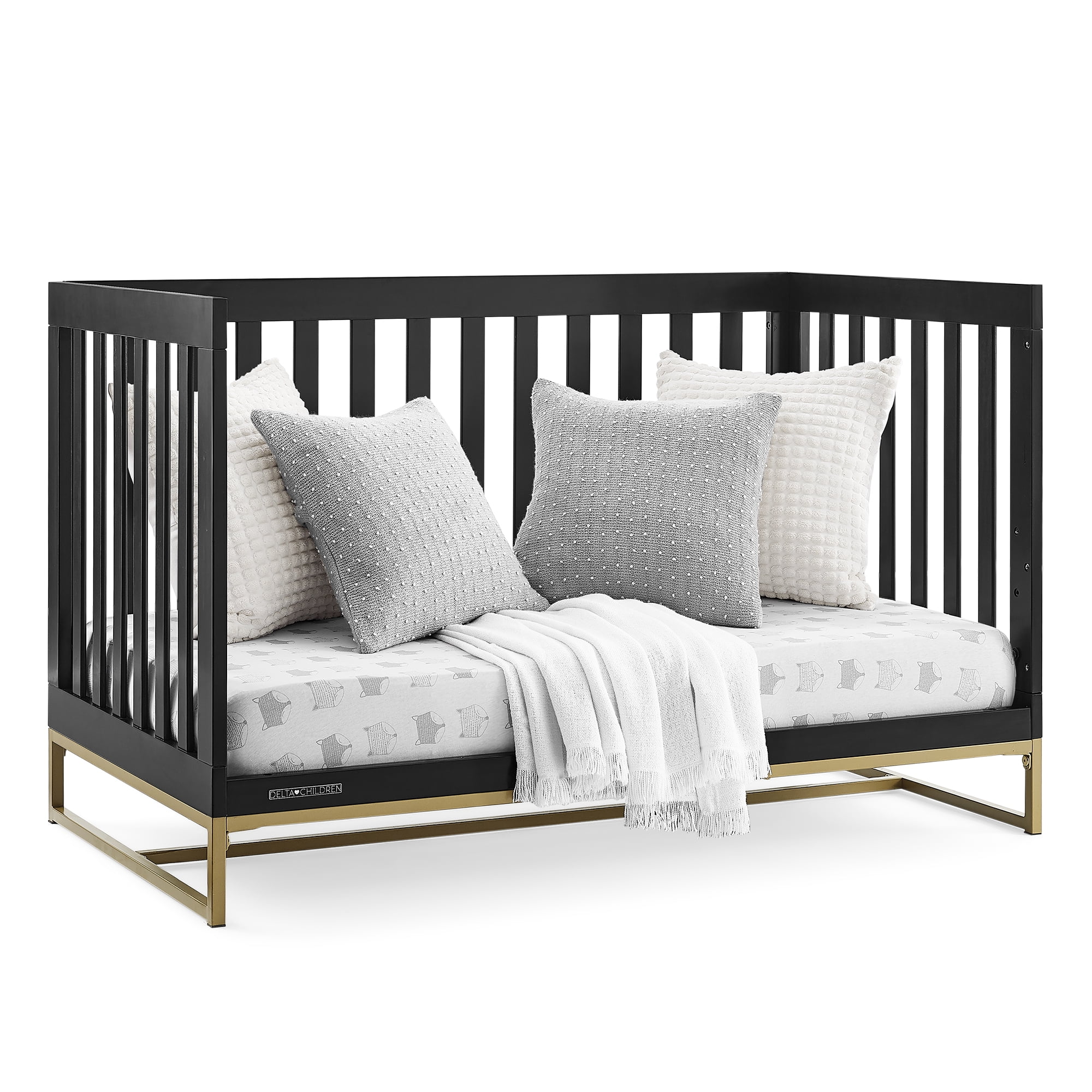 Delta Children Jade 4-in-1 Convertible Baby Crib - Greenguard Gold Certified, Ebony/Bronze