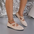 thumbnail image 3 of WZX Ballets Flats for Women Dressy Comfortable Soft Knit Work Flats Glitter Rhinestone Round Toe Casual Shoes Apricot Size 9.5, 3 of 7