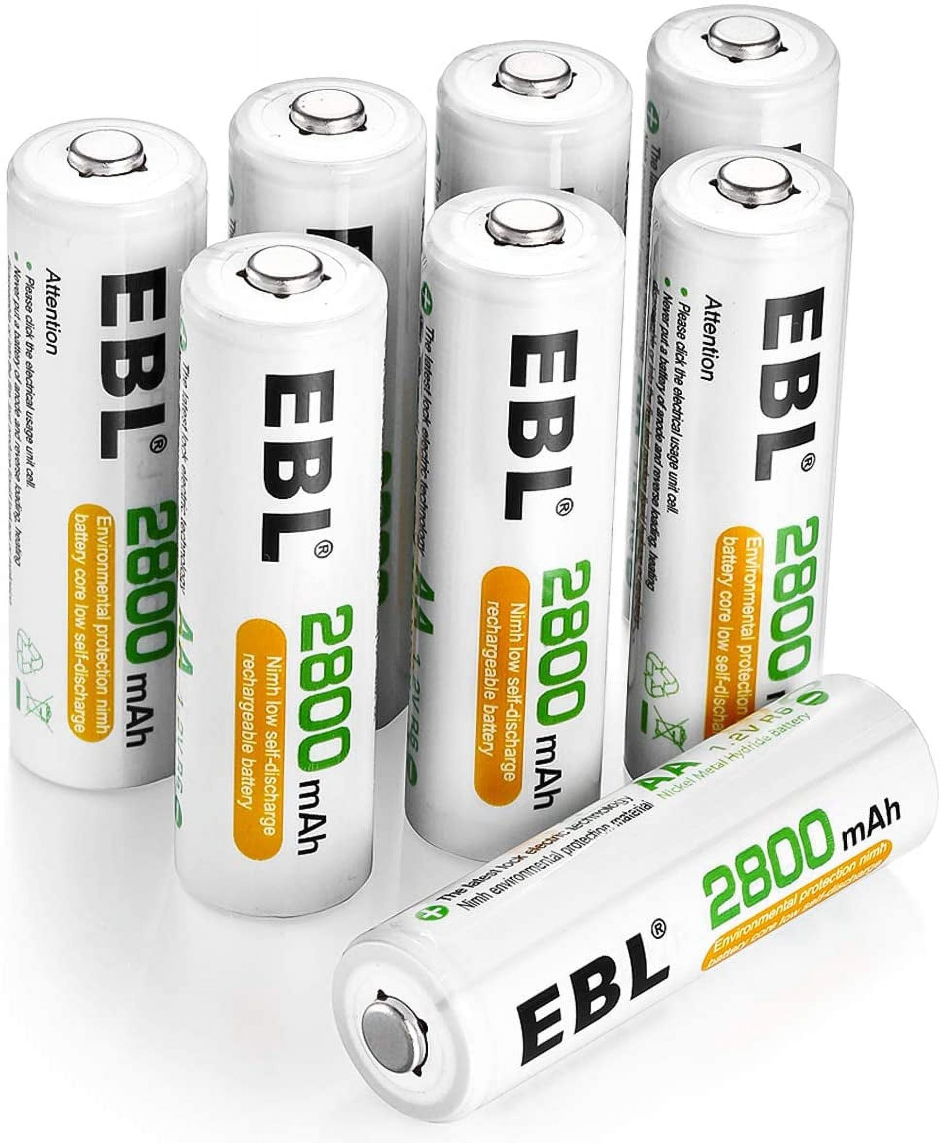 EBL Pack of 8 AA Rechargeable Batteries 2800mAh and Rechargeable AAA Batteries 1100mAh (8 Counts) with 907 LCD Individual Charger