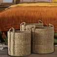 thumbnail image 2 of Beach House Wicker Baskets, Set of 3, Chunky Sweater Weave, Braid Handles, Sustainably Harvested Seagrass, 22.75, 19, and 18 Inches, 2 of 5