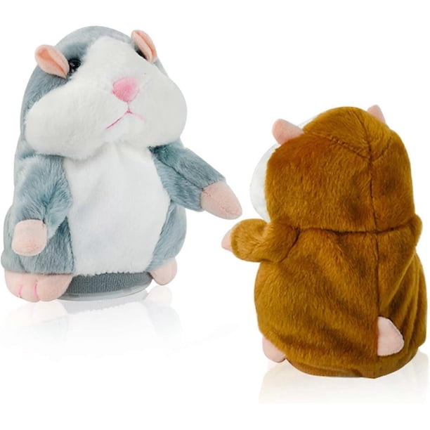 2 Talking Hamster Toy - Grey & Brown, Imitation Repeat What You Say Funny Kids Stuffed Toys, Electronic Pet Interactive Recording Toy dolls