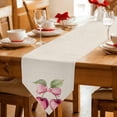 thumbnail image 2 of Cherry Fruit Table Runner Linen Burlap Table Runner 90 Inches Long Spring Botanicals Bow Idyllic Country Leaf Dresser Scarves for Kitchen Island Coffee Dining Party Wedding Holiday Decor 13"x90", 2 of 8