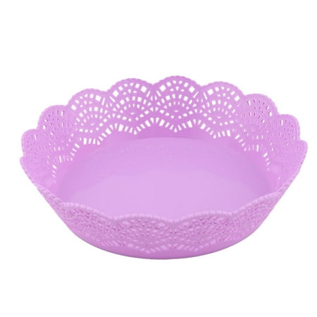 Tuck Box Tea Room - Plastic Hollow Design Tea Table Candy Snack Fruit Holder Basket Container Purple
