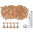 thumbnail image 1 of Unique Bargains 100 Sets Leather Rivets 8 x 8mm Metal with 3 Setter Tools, Light Gold Tone, 1 of 7